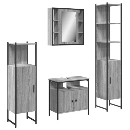 vidaXL Set de armario de baño 4 pzas madera contrachapada gris sonoma