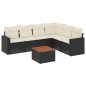 vidaXL Set de comedor de jardín 7 pzas y cojines ratán sintético negro vidaXL Set de comedor de jardín 7 pzas y cojines ratán sintético negro