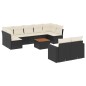 vidaXL Set de sofás de jardín 10 pzas cojines ratán sintético negro vidaXL Set de sofás de jardín 10 pzas cojines ratán sintético negro