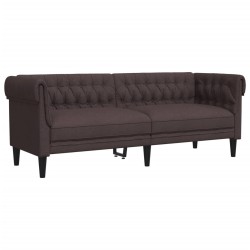 vidaXL Sofá Chesterfield de 3 plazas tela marrón oscuro