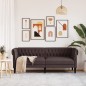 vidaXL Sofá Chesterfield de 3 plazas tela marrón oscuro vidaXL Sofá Chesterfield de 3 plazas tela marrón oscuro