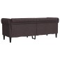 vidaXL Sofá Chesterfield de 3 plazas tela marrón oscuro vidaXL Sofá Chesterfield de 3 plazas tela marrón oscuro