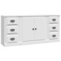 vidaXL Aparadores 3 piezas madera contrachapada blanco vidaXL Aparadores 3 piezas madera contrachapada blanco