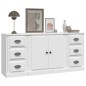 vidaXL Aparadores 3 piezas madera contrachapada blanco vidaXL Aparadores 3 piezas madera contrachapada blanco