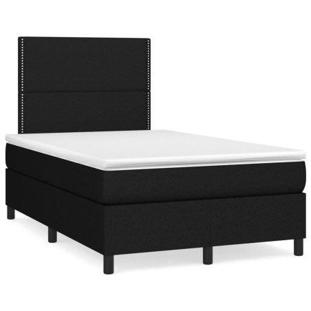 vidaXL Cama box spring con colchón y luces LED tela negro 120x190 cm
