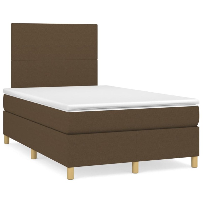 vidaXL Cama box spring con colchón y LED tela marrón oscuro 120x190 cm