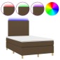 vidaXL Cama box spring con colchón y LED tela marrón oscuro 120x190 cm