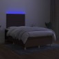 vidaXL Cama box spring con colchón y LED tela marrón oscuro 120x190 cm