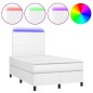vidaXL Cama box spring colchón y LED cuero sintético blanco 120x190 cm