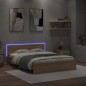 vidaXL Estructura de cama cabecero y luces LED roble Sonoma 150x200 cm vidaXL Estructura de cama cabecero y luces LED roble Sonoma 150x200 cm