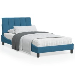 vidaXL Estructura de cama con luces LED terciopelo azul 100x200 cm