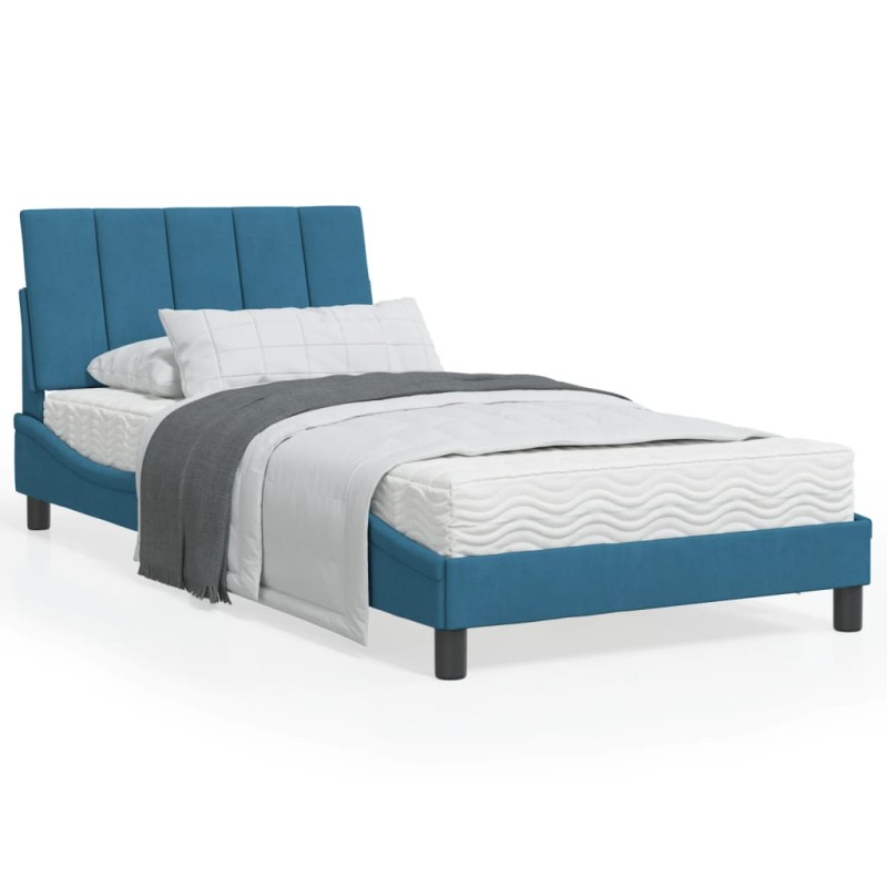vidaXL Estructura de cama con luces LED terciopelo azul 100x200 cm vidaXL Estructura de cama con luces LED terciopelo azul 100x200 cm