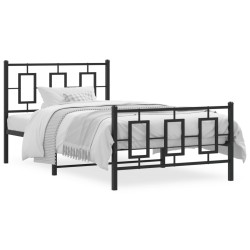 vidaXL Estructura de cama con cabecero y estribo metal negro 100x200cm