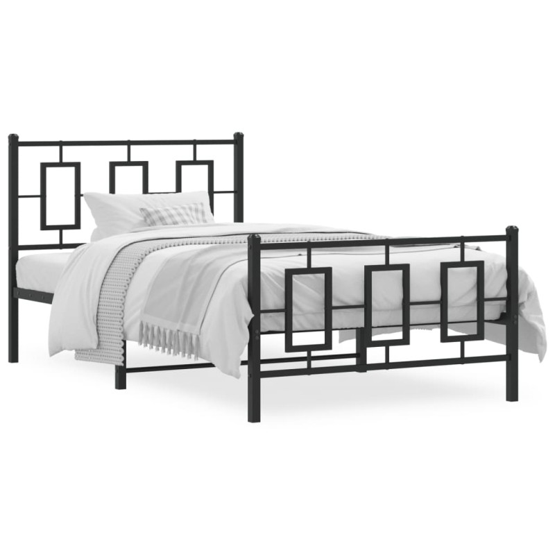 vidaXL Estructura de cama con cabecero y estribo metal negro 100x200cm vidaXL Estructura de cama con cabecero y estribo metal negro 100x200cm