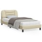 vidaXL Estructura de cama con luces LED tela crema 90x190 cm