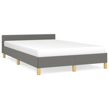 vidaXL Estructura de cama con cabecero tela gris oscuro 120x190 cm