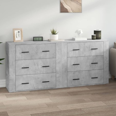 vidaXL Aparadores 2 uds madera contrachapada gris hormigón