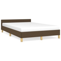 vidaXL Estructura de cama con cabecero tela marrón oscuro 120x190 cm