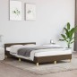 vidaXL Estructura de cama con cabecero tela marrón oscuro 120x190 cm vidaXL Estructura de cama con cabecero tela marrón oscuro 120x190 cm