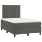 vidaXL Cama box spring colchón y LED terciopelo gris oscuro 120x190 cm vidaXL Cama box spring colchón y LED terciopelo gris oscuro 120x190 cm