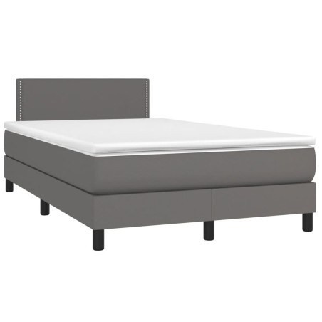 vidaXL Cama box spring con colchón LED cuero sintético gris 120x190 cm