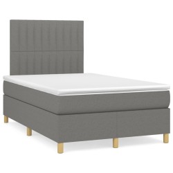 vidaXL Cama box spring con colchón y LED tela marrón oscuro 120x190 cm