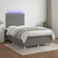 vidaXL Cama box spring con colchón y LED tela marrón oscuro 120x190 cm vidaXL Cama box spring con colchón y LED tela marrón oscuro 120x190 cm
