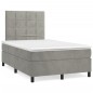 vidaXL Cama box spring colchón y LED terciopelo gris claro 120x190 cm