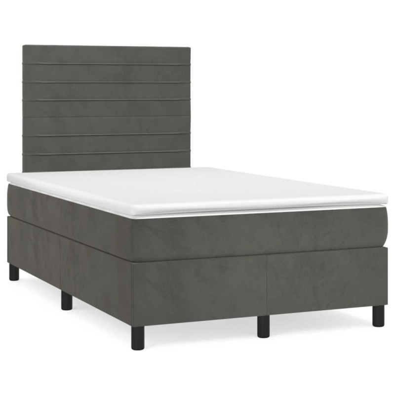 vidaXL Cama box spring colchón y LED terciopelo gris oscuro 120x190 cm vidaXL Cama box spring colchón y LED terciopelo gris oscuro 120x190 cm