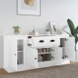 vidaXL Aparadores 3 uds madera contrachapada blanco brillo vidaXL Aparadores 3 uds madera contrachapada blanco brillo
