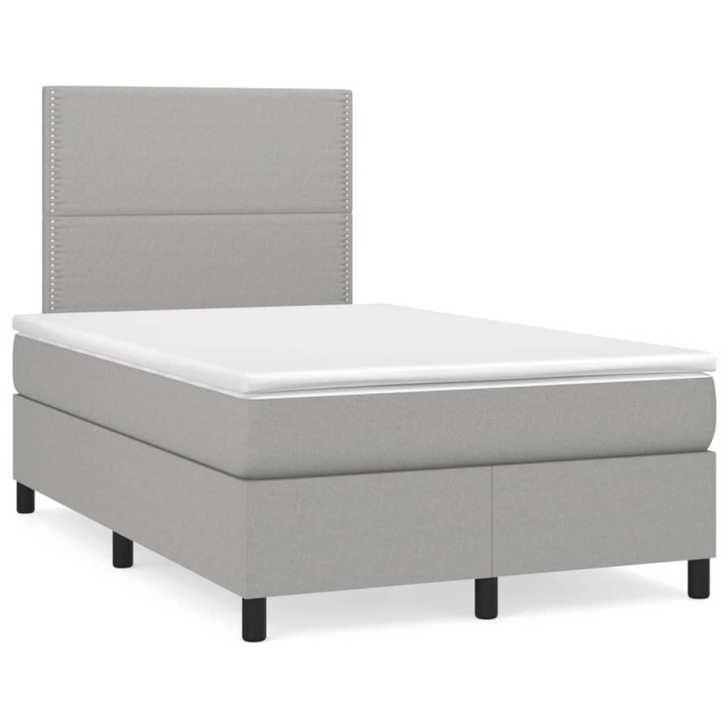 vidaXL Cama box spring con colchón y LED tela gris claro 120x190 cm vidaXL Cama box spring con colchón y LED tela gris claro 120x190 cm