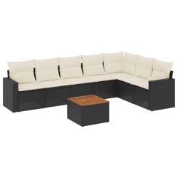 vidaXL Set de sofás de jardín 8 piezas y cojines ratán sintético negro