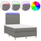 vidaXL Cama box spring con colchón y LED tela marrón oscuro 120x190 cm