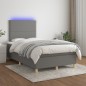vidaXL Cama box spring con colchón y LED tela marrón oscuro 120x190 cm