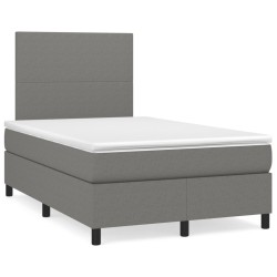 vidaXL Cama box spring con colchón y LED tela marrón oscuro 120x190 cm