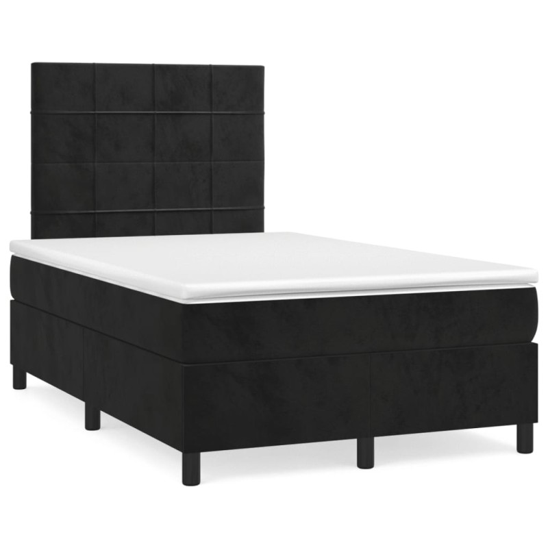 vidaXL Cama box spring con colchón y LED terciopelo negro 120x190 cm vidaXL Cama box spring con colchón y LED terciopelo negro 120x190 cm