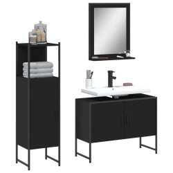 vidaXL Set de muebles de baño 3 piezas madera contrachapada negro