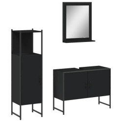 vidaXL Set de muebles de baño 3 piezas madera contrachapada negro