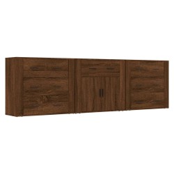 vidaXL Aparadores 3 piezas madera contrachapada marrón roble