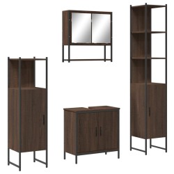vidaXL Set de muebles baño 4 pzas madera contrachapada roble marrón