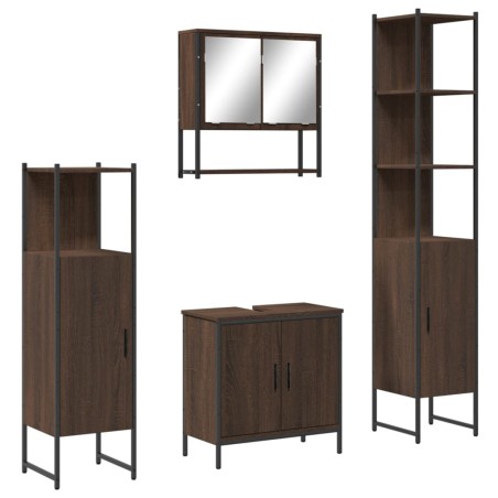vidaXL Set de muebles baño 4 pzas madera contrachapada roble marrón