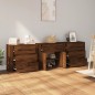 vidaXL Aparadores 3 piezas madera contrachapada marrón roble
