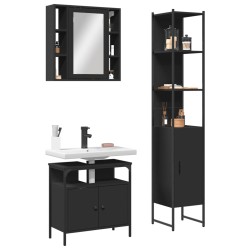 vidaXL Set de muebles de baño 3 piezas madera contrachapada negro