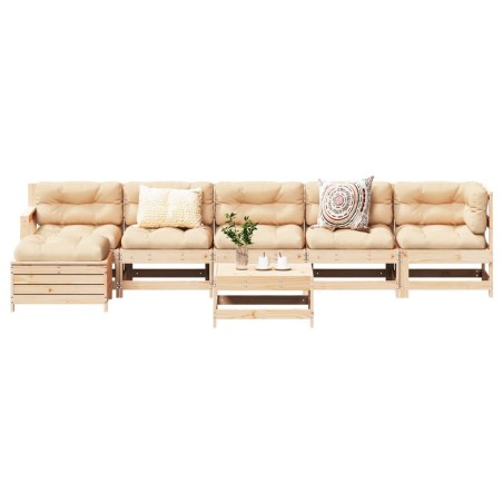 vidaXL Juego de muebles de jardín 7 piezas madera maciza de pino