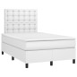 vidaXL Cama box spring colchón y LED cuero sintético blanco 120x190 cm vidaXL Cama box spring colchón y LED cuero sintético blanco 120x190 cm