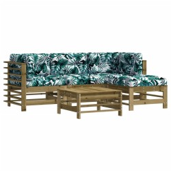 vidaXL Juego de muebles jardín 5 pzas y cojines madera pino impregnada