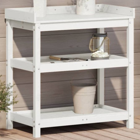 vidaXL Mesa plantación con estantes madera pino blanco 82,5x45x86,5 cm