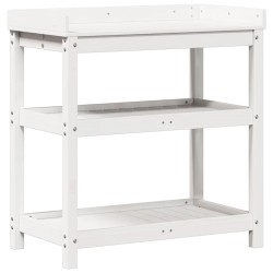 vidaXL Mesa plantación con estantes madera pino blanco 82,5x45x86,5 cm