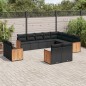 vidaXL Set de sofás de jardín 12 piezas cojines ratán sintético negro vidaXL Set de sofás de jardín 12 piezas cojines ratán sintético negro