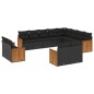 vidaXL Set de sofás de jardín 12 piezas cojines ratán sintético negro vidaXL Set de sofás de jardín 12 piezas cojines ratán sintético negro